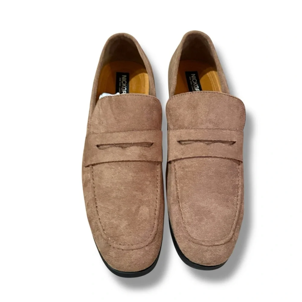 Nick Graham Altred Brown Faux Suede Slip on Penny Loafer Dress Shoes‎ Sz 8 NEW